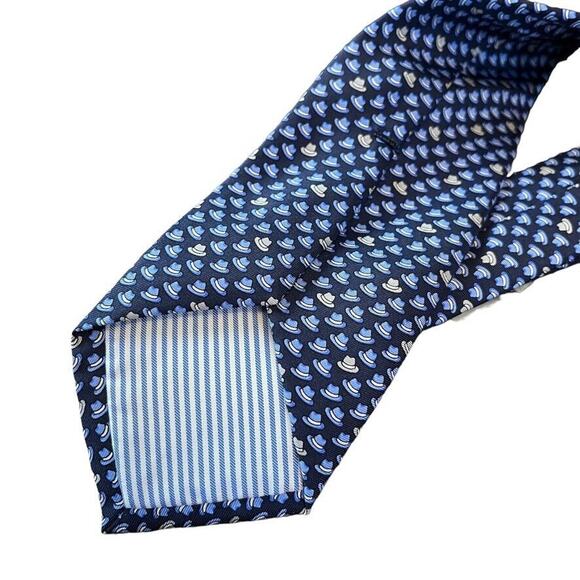 Jos A Bank Joseph 1905 Blue Fedora Hat Print Mens 100% Silk Necktie Neck Tie - Picture 9 of 15